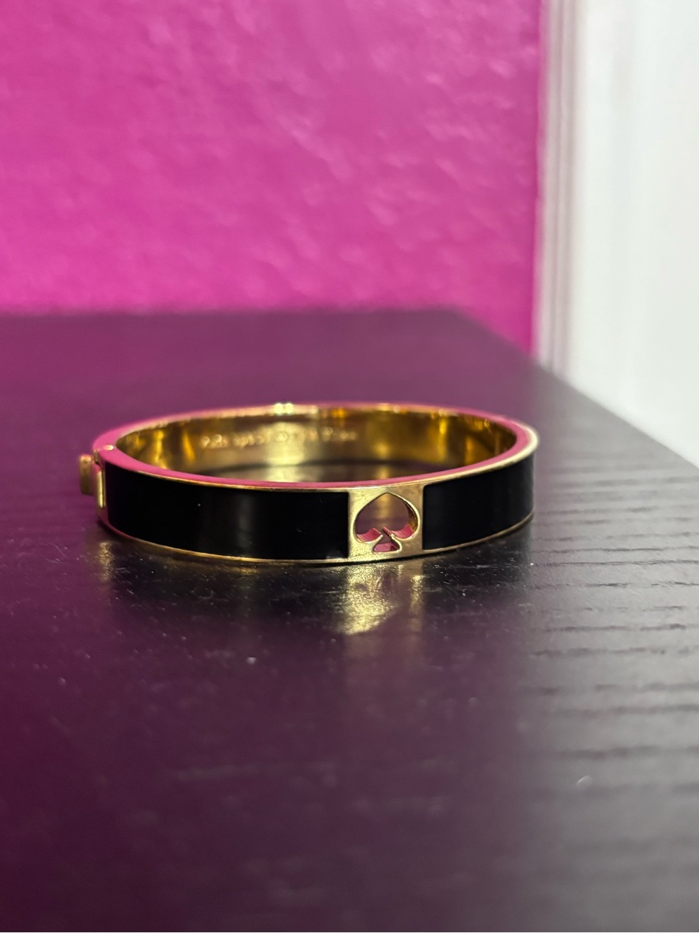 Kate Spade Black Enamel & Gold Spade Cutout Bangle